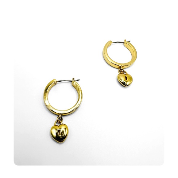 ★ NWT Ann Taylor “heart lock” Hoops - Golden ★ - Picture 10 of 14